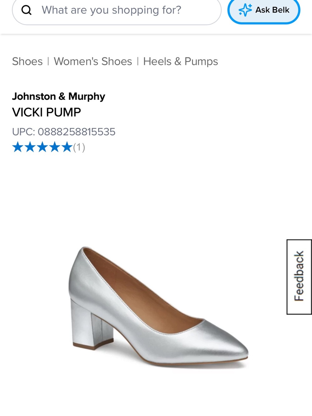 Johnston and Murphy Vicki block heel leather, silver metallic pumps size 11 - Picture 6 of 6